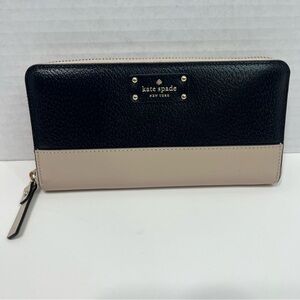 KATE SPADE Leather Wallet black and cream/beige